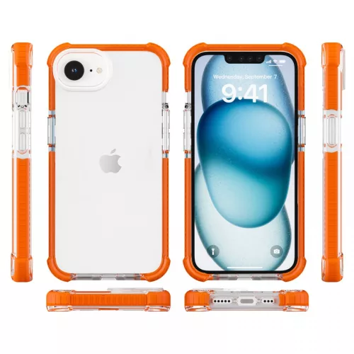 iPhone 17e/16e ütésálló szilikon hátlap, Narancs