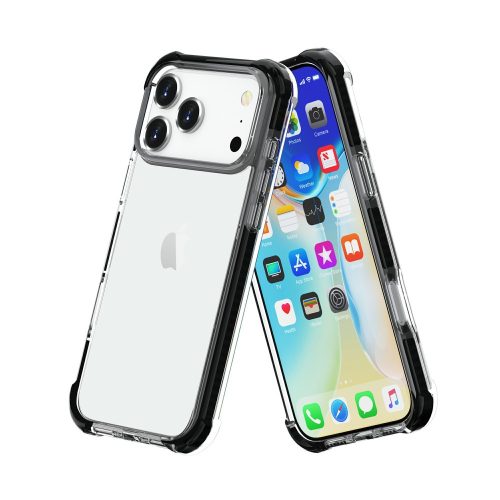 iPhone 17 Pro ütésálló szilikon hátlap, Fekete