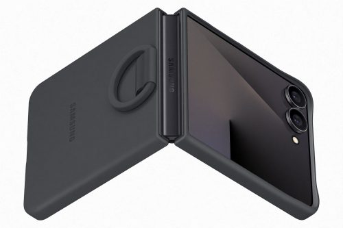 Samsung Flip 7 Szilikon tok gyűrűvel, fekete