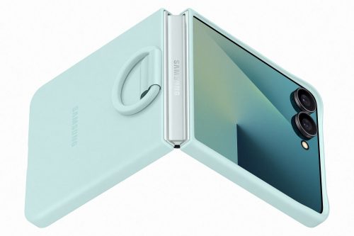 Samsung Flip 7 Szilikon tok gyűrűvel, világos kék