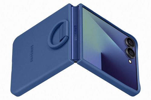 Samsung Flip 7 Szilikon tok gyűrűvel, kék