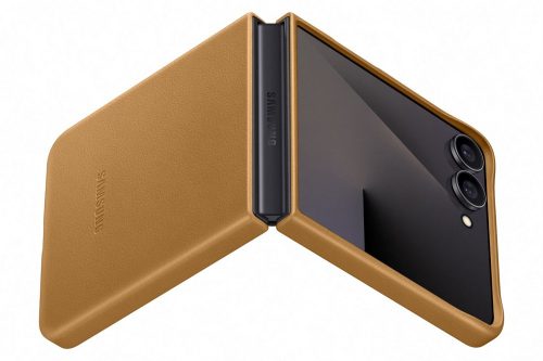 Samsung Flip 7 bőr hátlap, barna