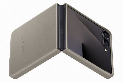 Samsung Flip 7 bőr hátlap, szürke