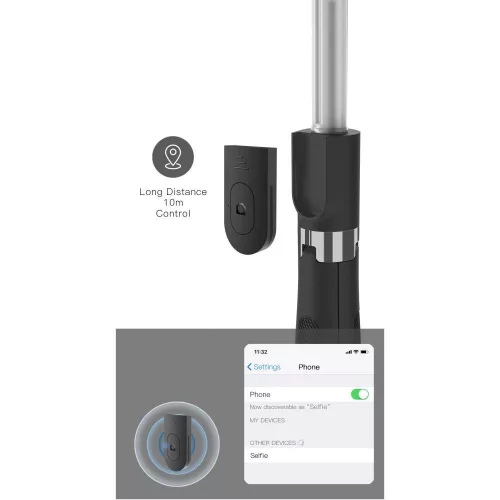 Tech-Protect L01S Bluetooth Selfie Stick Tripod fekete