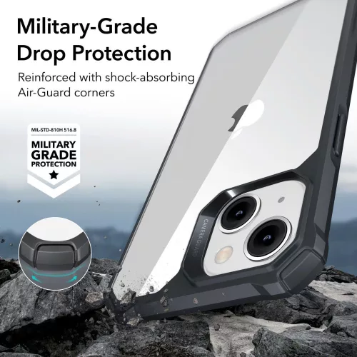 ESR Air Armor tok Apple iPhone 14 Plus / 15 Plus készülékhez - Átlátszó/fekete