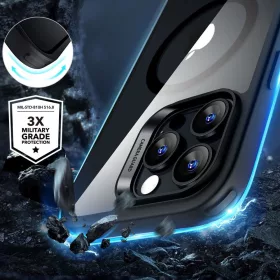   ESR Classic Hybrid Halolock MagSafe & Tempered Glass tok Apple iPhone 16 Pro készülékhez - Átlátszó/fekete