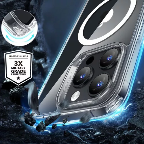 ESR Classic Hybrid Halolock MagSafe & Tempered Glass tok Apple iPhone 16 Pro Max készülékhez - Átlátszó
