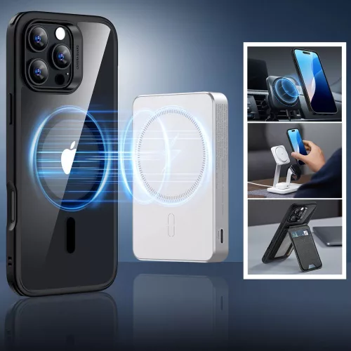 ESR Classic Hybrid Halolock MagSafe & Tempered Glass tok Apple iPhone 16 Pro Max készülékhez - Átlátszó/fekete