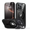 ESR Classic Hybrid Kickstand Halolock MagSafe & Tempered Glass tok kitámasztóval Apple iPhone 16 Pro Max készülékhez - Átlátszó/fekete