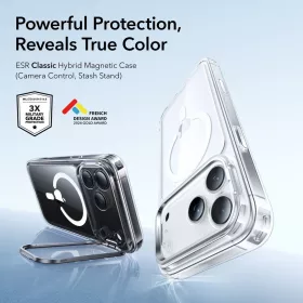   ESR Classic Hybrid Kickstand MagSafe tok Apple iPhone 17 Pro Max készülékhez - Átlátszó