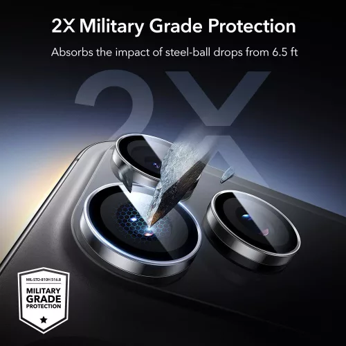 ESR Armorite Camera Protector kameravédő Apple iPhone 14 Pro / 15 Pro / 16 Pro / 17 Pro készülékhez - Átlátszó