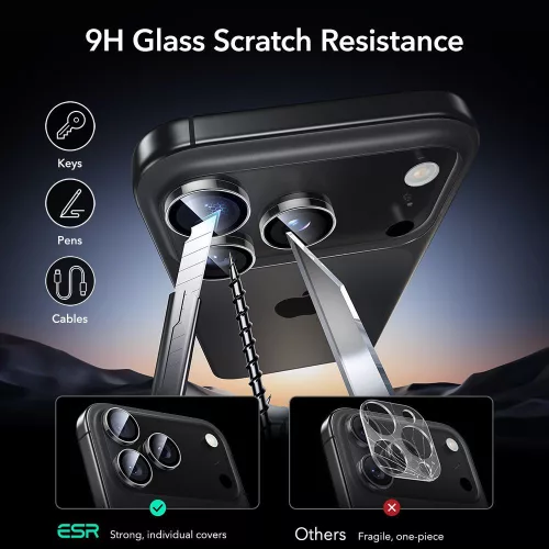 ESR Armorite Camera Protector kameravédő Apple iPhone 14 Pro / 15 Pro / 16 Pro / 17 Pro készülékhez - Átlátszó