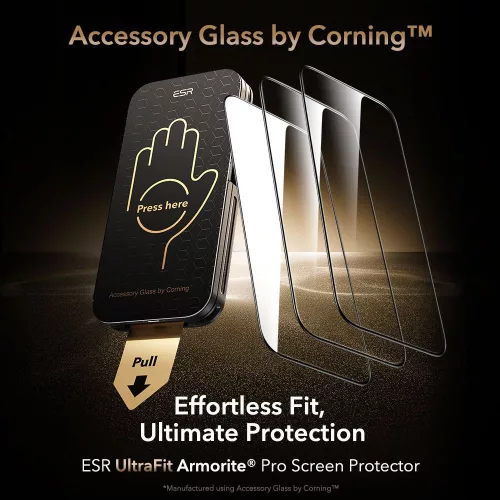 ESR UltraFit Armorite Pro Tempered Glass üvegfólia Apple iPhone 16 Pro készülékhez - Fekete