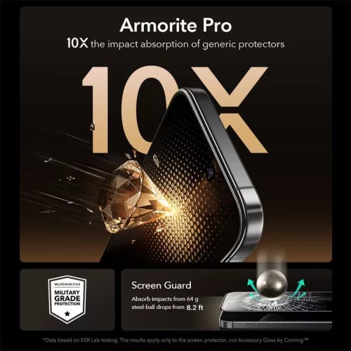 ESR UltraFit Armorite Pro Tempered Glass üvegfólia Apple iPhone 16 Pro készülékhez - Fekete