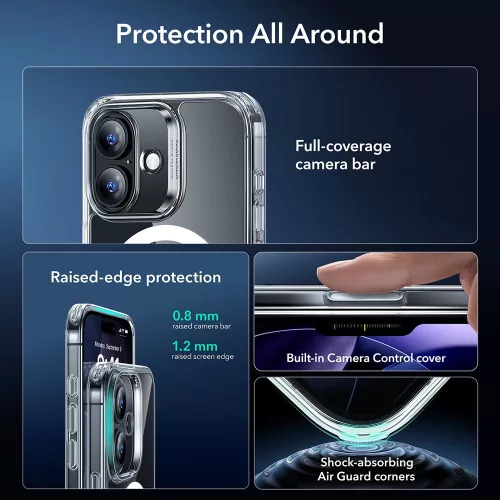 ESR Classic Hybrid MagSafe & Tempered Glass tok Apple iPhone 17 készülékhez - Átlátszó