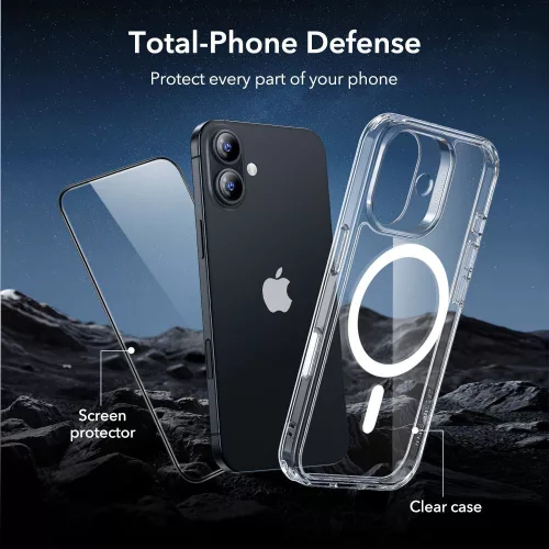 ESR Classic Hybrid MagSafe & Tempered Glass tok Apple iPhone 17 készülékhez - Átlátszó
