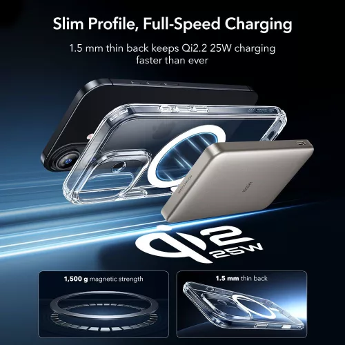 ESR Classic Hybrid MagSafe & Tempered Glass tok Apple iPhone 17 készülékhez - Átlátszó