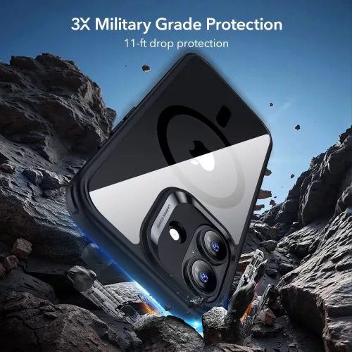 ESR Classic Hybrid MagSafe & Tempered Glass tok Apple iPhone 17 készülékhez - Átlátszó/fekete