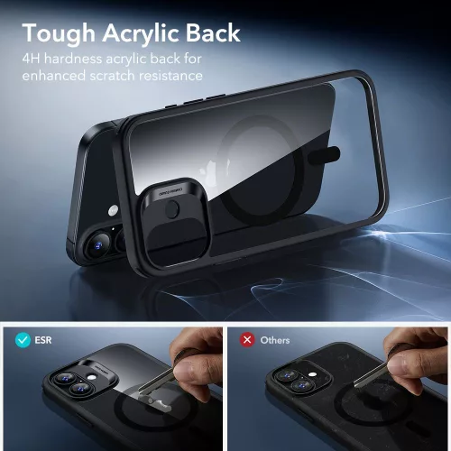 ESR Classic Hybrid MagSafe & Tempered Glass tok Apple iPhone 17 készülékhez - Átlátszó/fekete