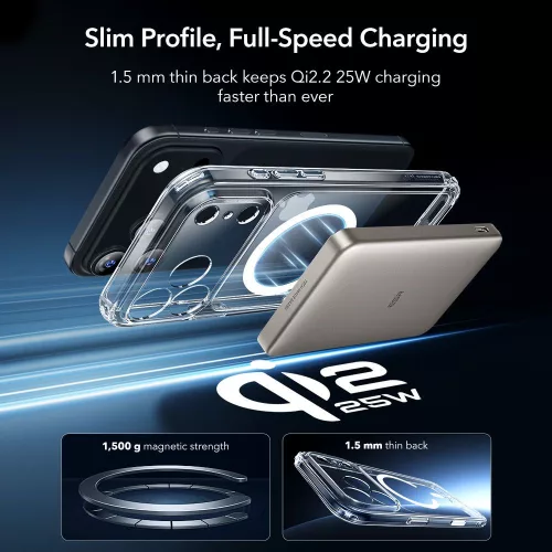 ESR Classic Hybrid MagSafe & Tempered Glass tok Apple iPhone 17 Pro Max készülékhez - Átlátszó