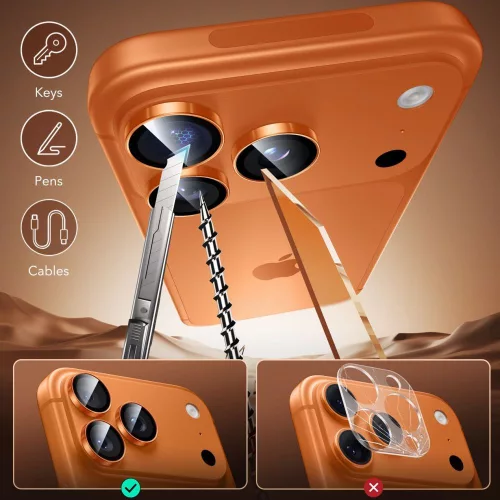 ESR Armorite Camera Protector kameravédő Apple iPhone 14 Pro / 15 Pro / 16 Pro / 17 Pro készülékhez - Narancs