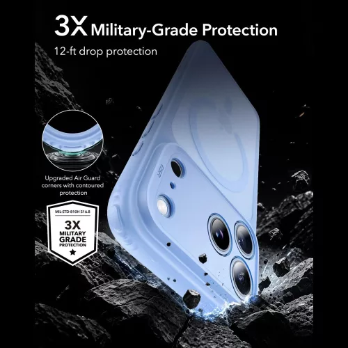 ESR Classic Hybrid MagSafe tok, Apple iPhone 17 Pro / 18 Pro - Frosted Light Blue