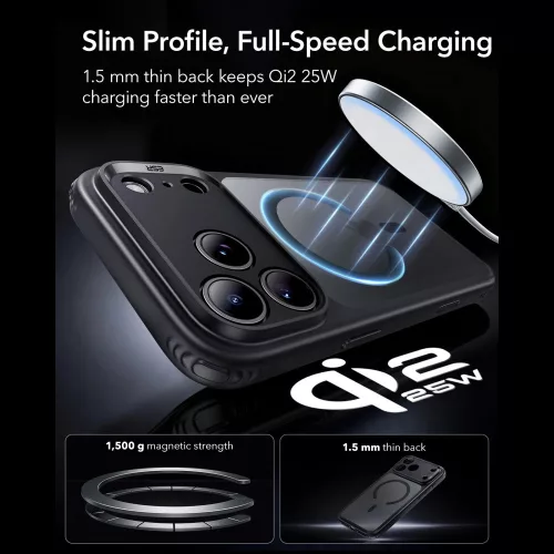 ESR Classic Hybrid MagSafe tok, Apple iPhone 17 Pro Max / 18 Pro Max - Frosted Black