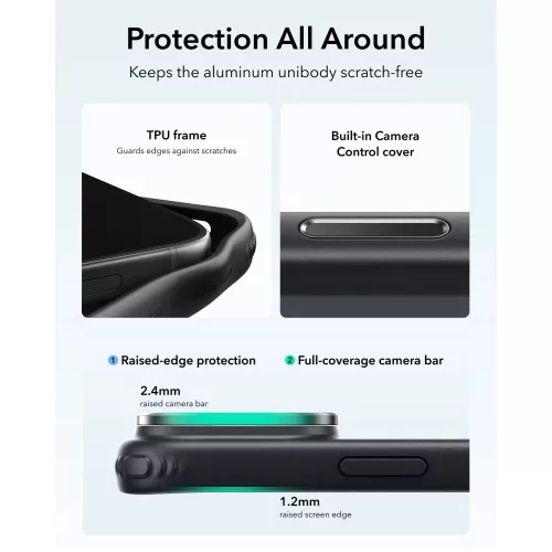 ESR Classic Hybrid Kickstand MagSafe tok, Apple iPhone 17 Pro / 18 Pro - Clear Black