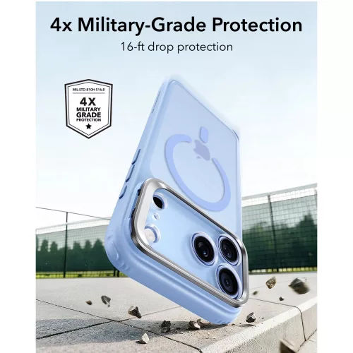 ESR Classic Hybrid Kickstand MagSafe tok, Apple iPhone 17 Pro / 18 Pro - Frosted Light Blue