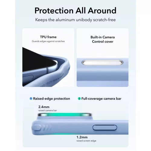 ESR Classic Hybrid Kickstand MagSafe tok, Apple iPhone 17 Pro / 18 Pro - Frosted Light Blue
