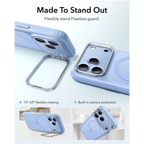 ESR Classic Hybrid Kickstand MagSafe tok, Apple iPhone 17 Pro Max / 18 Pro Max - Frosted Light Blue