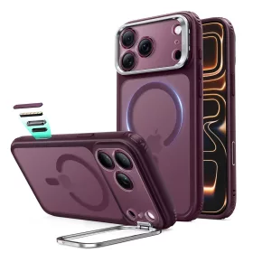   ESR Classic Hybrid Kickstand MagSafe tok, Apple iPhone 17 Pro Max / 18 Pro Max - Frosted Deep Burgundy