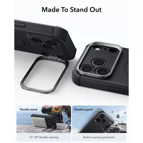 ESR Cyber Tough Kickstand MagSafe tok, Apple iPhone 17 Pro / 18 Pro - Black