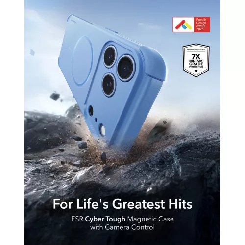 ESR Cyber Tough MagSafe tok, Apple iPhone 17 Pro Max / 18 Pro Max - Light Blue