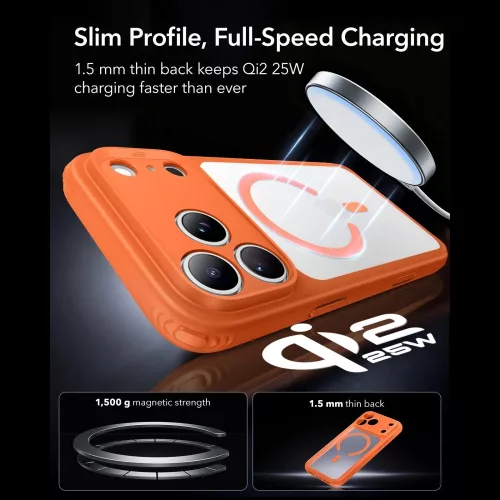ESR Classic Hybrid MagSafe tok, Apple iPhone 17 Pro Max / 18 Pro Max - Frosted Orange