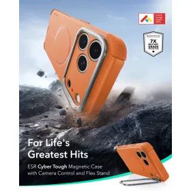   ESR Cyber Tough Kickstand MagSafe tok, Apple iPhone 17 Pro / 18 Pro - Orange