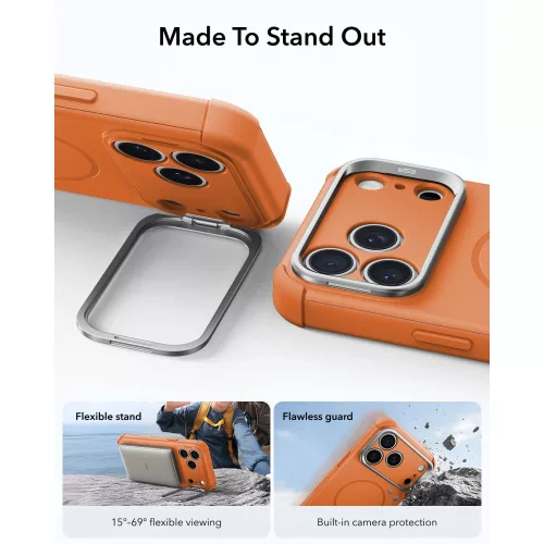 ESR Cyber Tough Kickstand MagSafe tok, Apple iPhone 17 Pro / 18 Pro - Orange