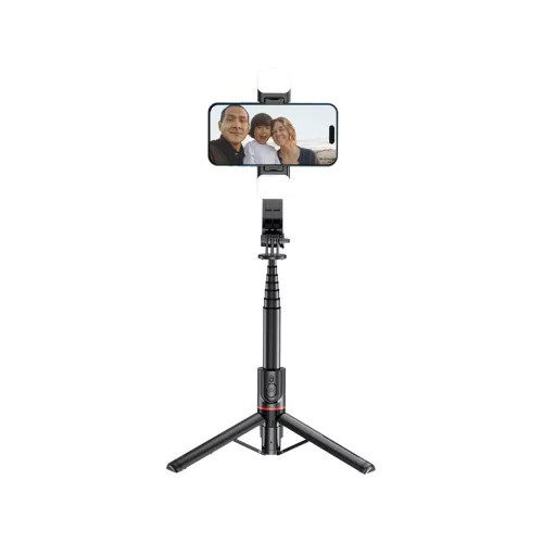 Tech-Protect L05S Bluetooth Selfie Stick Tripod LED Light fekete