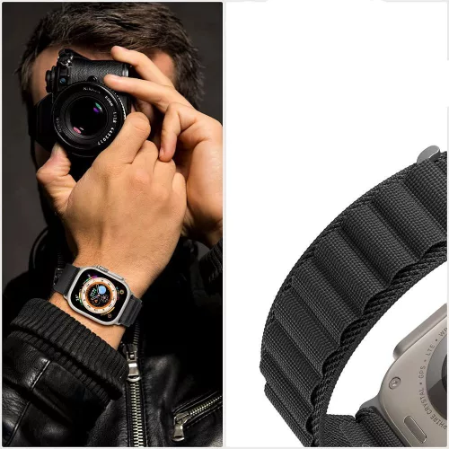 Tech-Protect Nylon Pro Apple Watch szíj 44/45/46/49 mm - titán/Olive