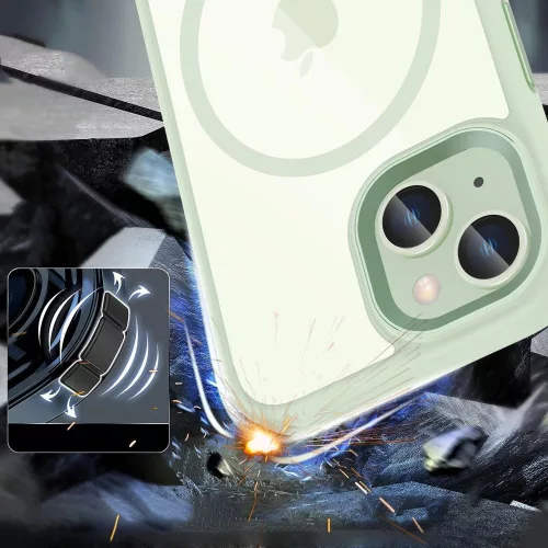 Tech-Protect MagMat MagSafe iPhone 15 zöld/átlátszó tok
