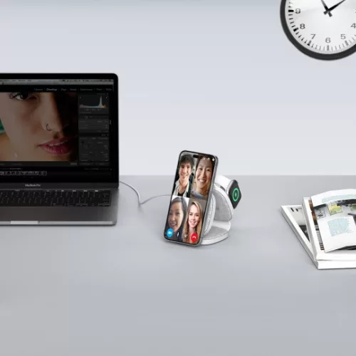 Tech-Protect QI15W-A32 3in1 MagSafe vezeték nélküli töltő – szürke