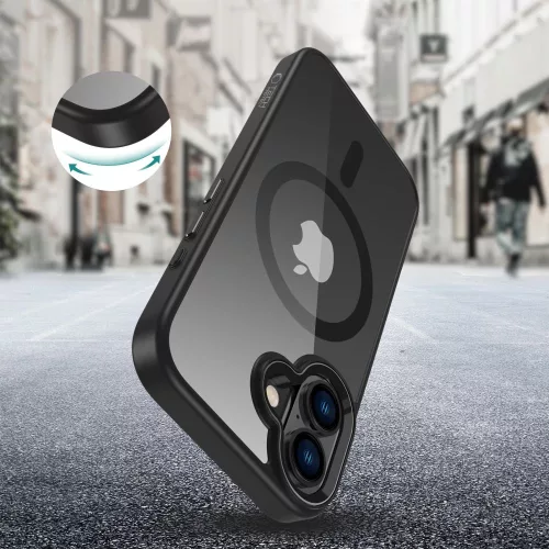 Tech-Protect MagMat MagSafe iPhone 16 fekete/átlátszó tok