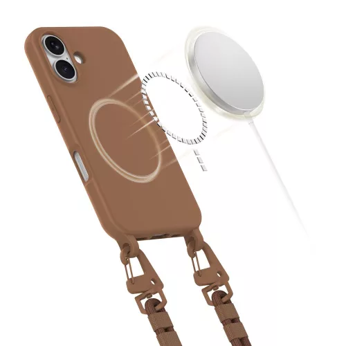 Tech-Protect MagNecklace MagSafe tok Apple iPhone 16 készülékhez - Csokoládé barna