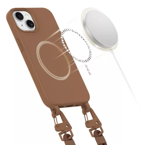 Tech-protect magnecklace magsafe iPhone 15 nyakpántos telefontok csokoládébarna