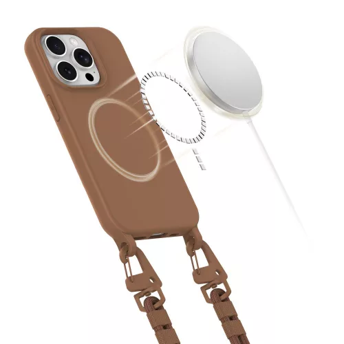 Tech-protect magnecklace magsafe iPhone 15 pro nyakláncas védőtok csokoládébarna