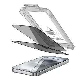   Tech-Protect Quick Set Spy+ 2-pack iPhone 15 / 16 Privát üvegfólia