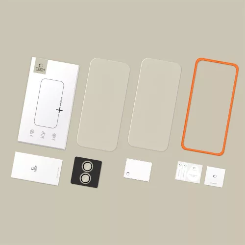 Tech-protect easy set+ edzett üvegfólia iphone 17-hez, 3 db-os csomag, átlátszó