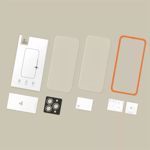 Tech-protect easy set+ edzett üveg kijelzővédő 3 db-os csomag iPhone 16 Pro / 17 pro számára - átlátszó