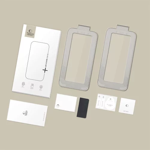 Tech-protect quick set+ edzett üveg képernyővédő iPhone 17 Pro fekete 2db