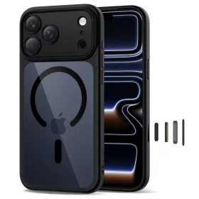   Tech-protect magpeak magsafe cc iPhone 17 Pro Max fekete/átlátszó